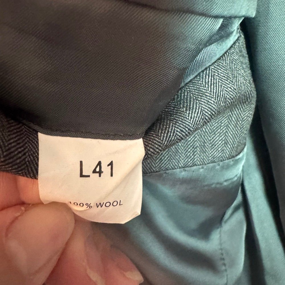 Jos. A. Bank Blazer Mens 41L Grey Herringbone Wool Signature Sport Coat 5450 - Picture 3 of 10